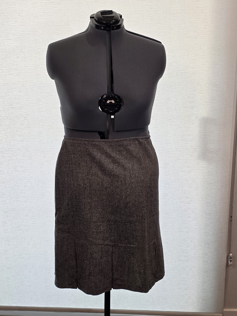 Classic Tailored Dark Gray Wool Blend Skirt
